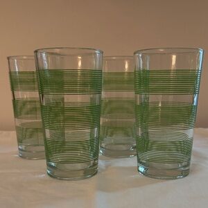 Green Striped Glass Tumblers